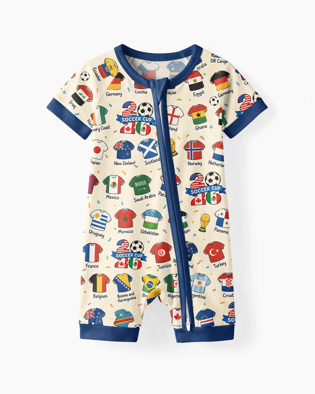 2026 Soccer World Jersey Flag Bamboo Shorty Zippy