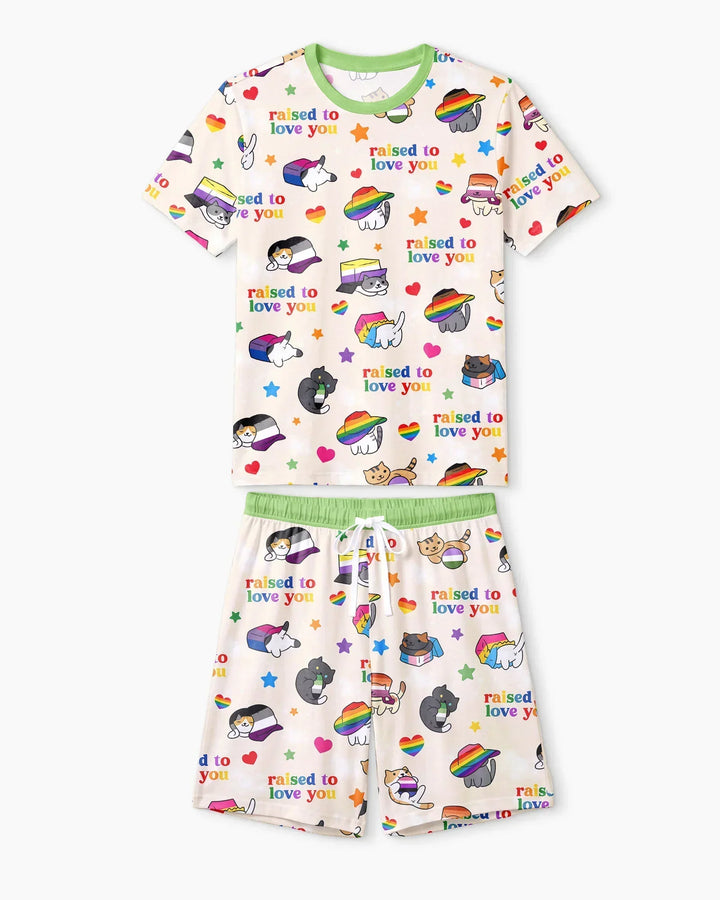Rainbow Paws Family Matching Bamboo Men Short Sleeve Short Pajama Set