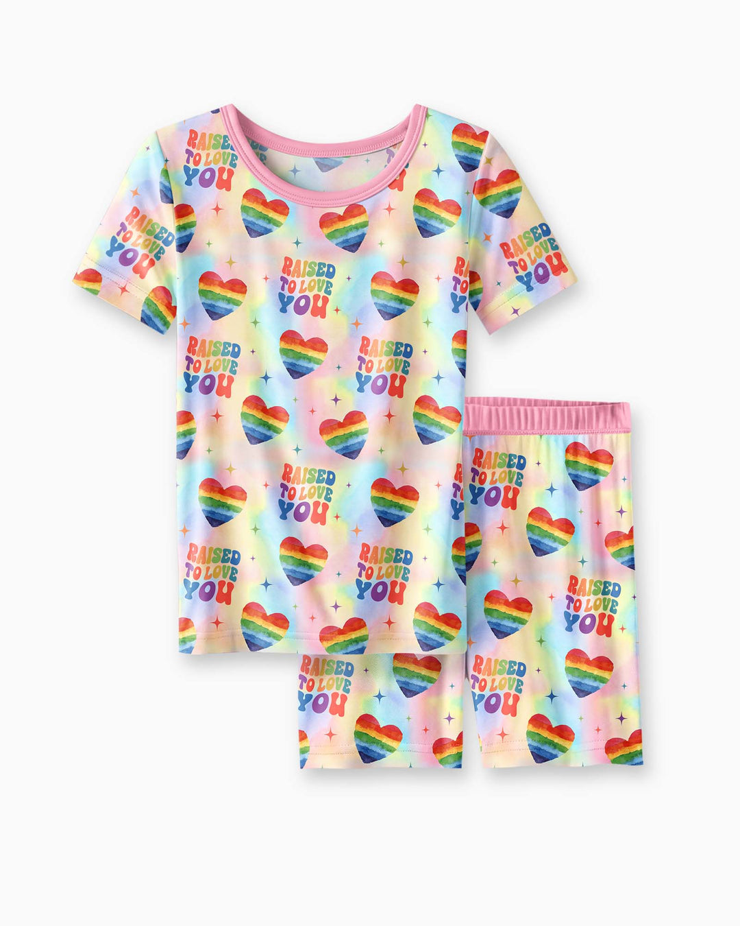 Raised To Love You Bamboo Two Piece Short Sleeve Shorts Pajama Set