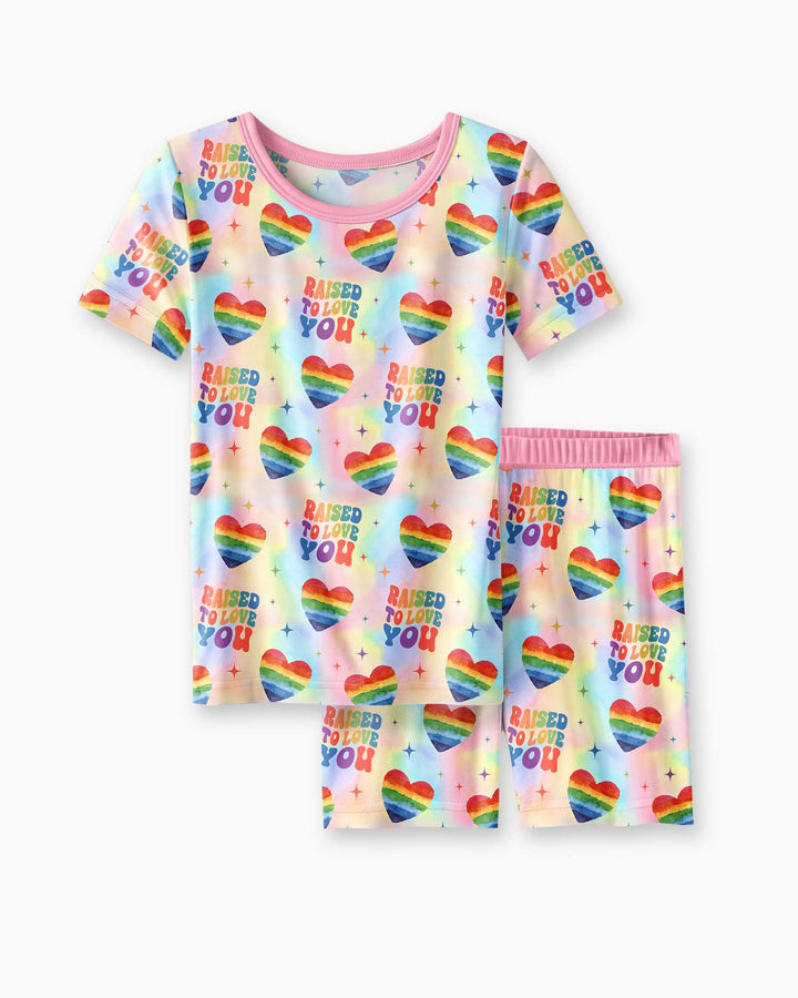 Raised To Love You Bamboo Two Piece Short Sleeve Shorts Pajama Set
