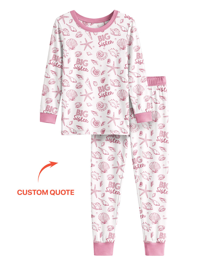 Coquette Seashell Matching Sibling Bamboo Two Piece Long Sleeve Pajama Set