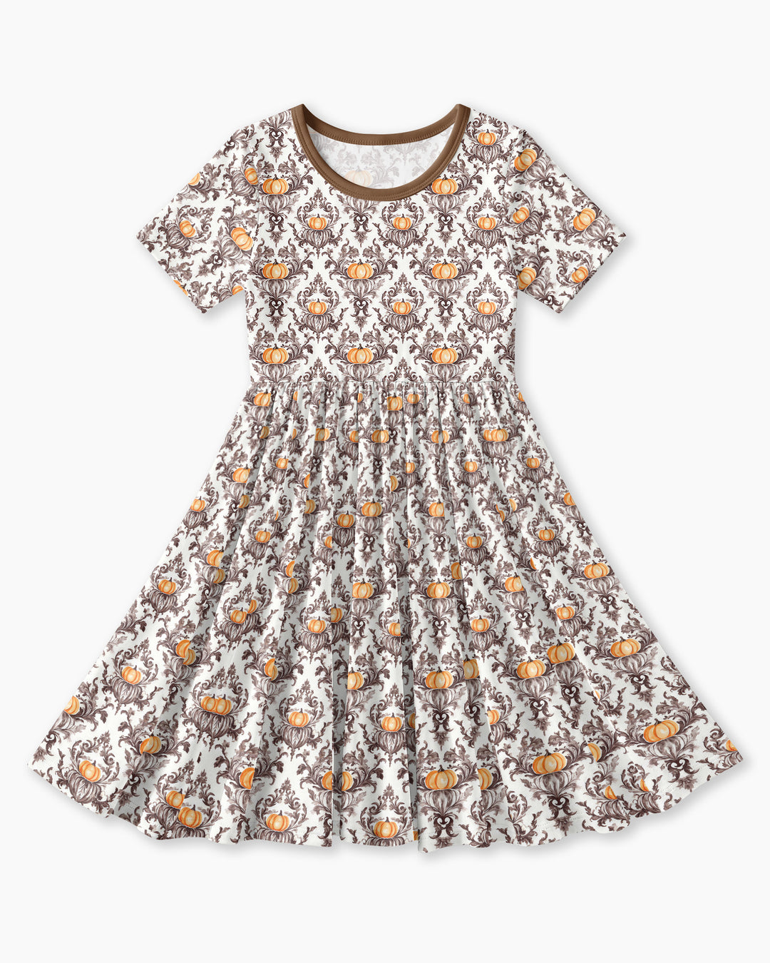Pumpkin Toile Family Matching Bamboo Twirl Dress
