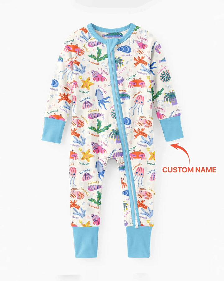 Tide Pool Pals Custom Name Bamboo Convertible Zippy