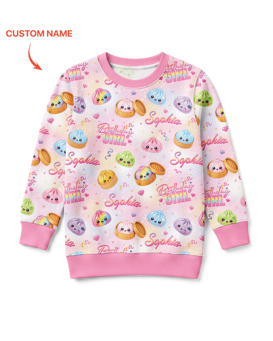 Birthday Girl Glitter Dumpling Bamboo Crewneck Sweatshirt