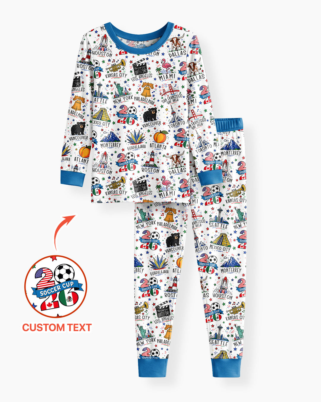 2026 Soccer Cup Host Citties Bamboo Two Piece Long Sleeve Pajama Set