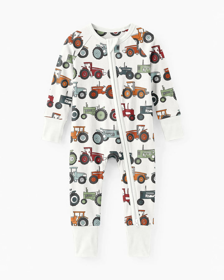 Tiny Tractors Bamboo Convertible Zippered Romper