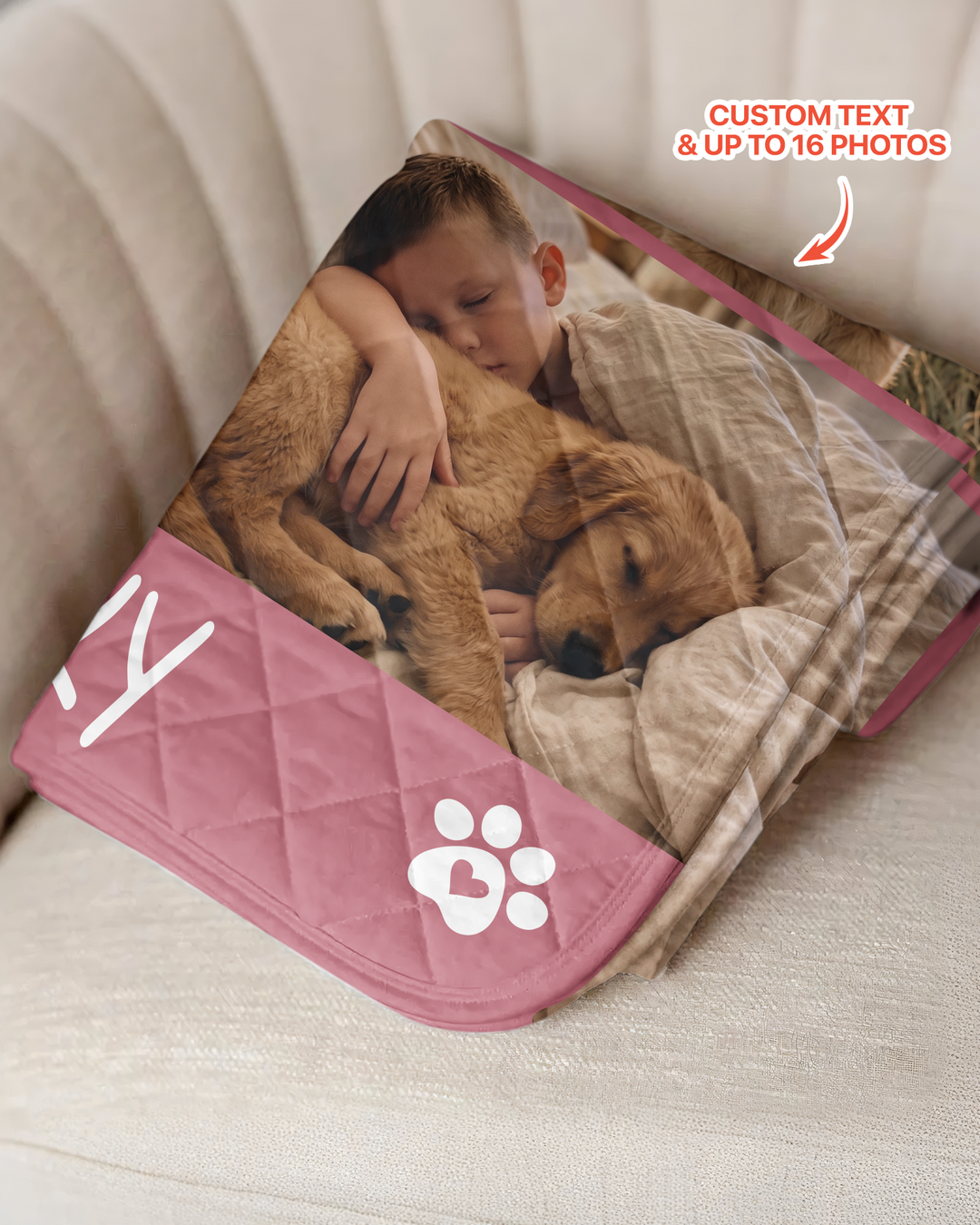 Custom Pet Photo Collage Bamboo Quilt Blanket