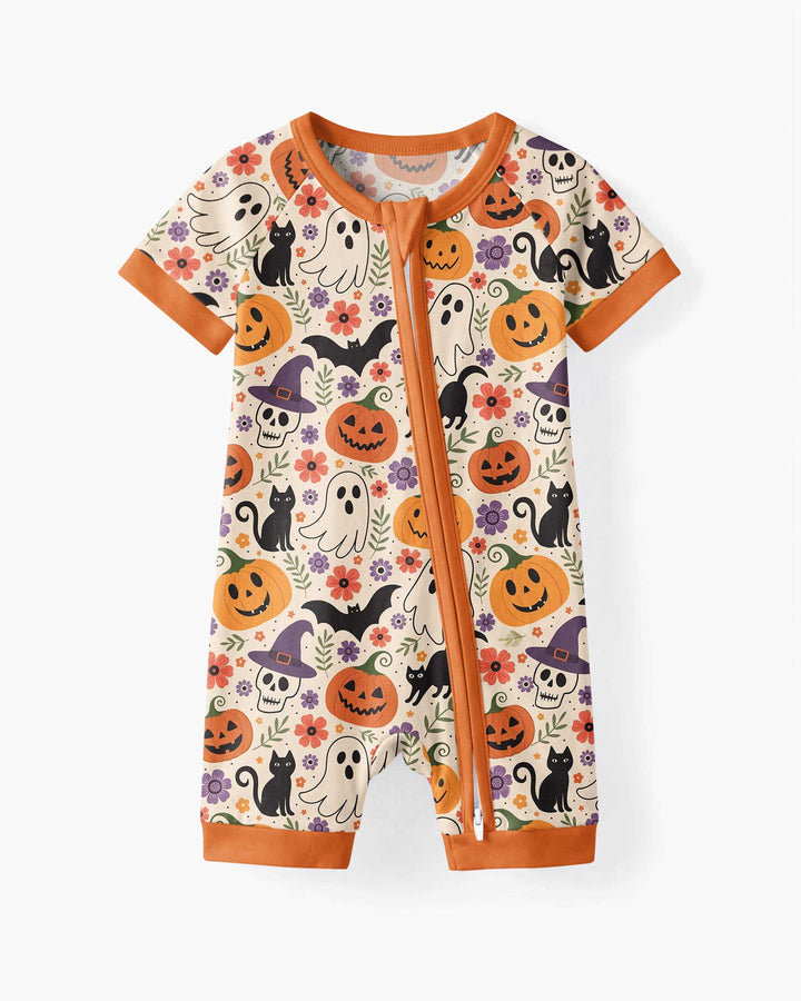 Spooky Halloween Floral Delight Bamboo Shorty Zippy