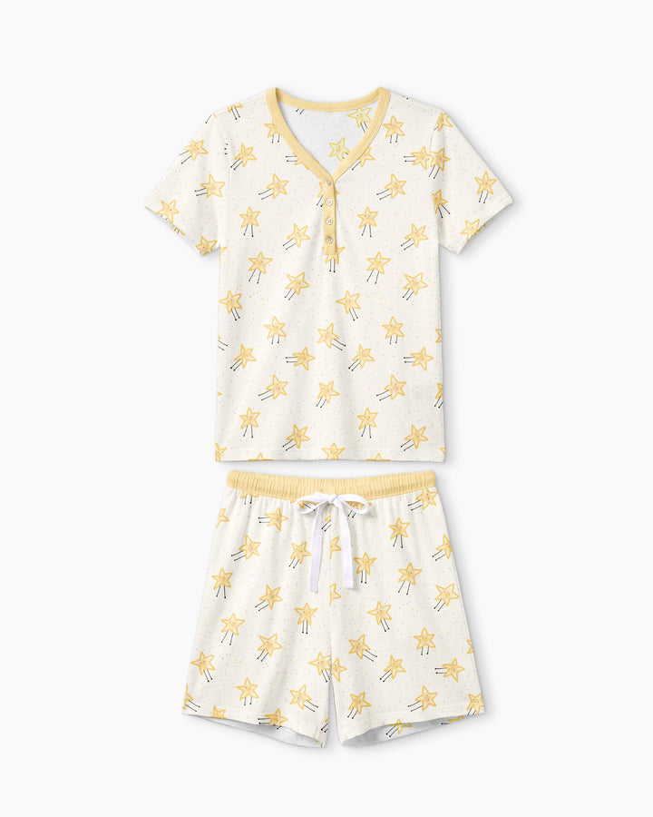 Happy Little Stars Family Matching Bamboo Women Short Sleeve Short Pajama Set