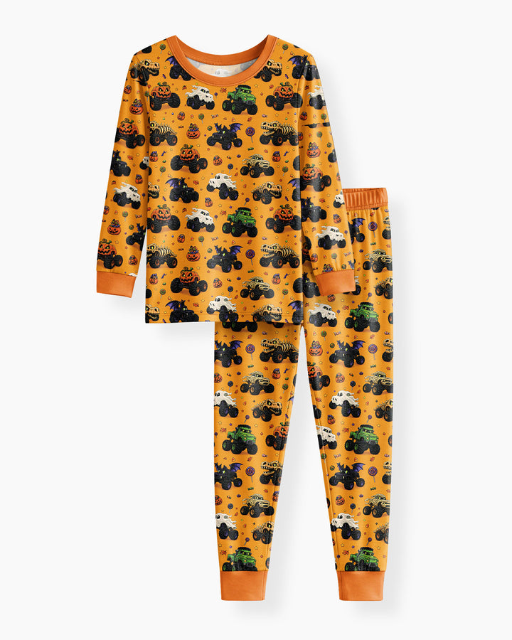 Spooky Monster Truck Bamboo Two Piece Long Sleeve Pajama Set