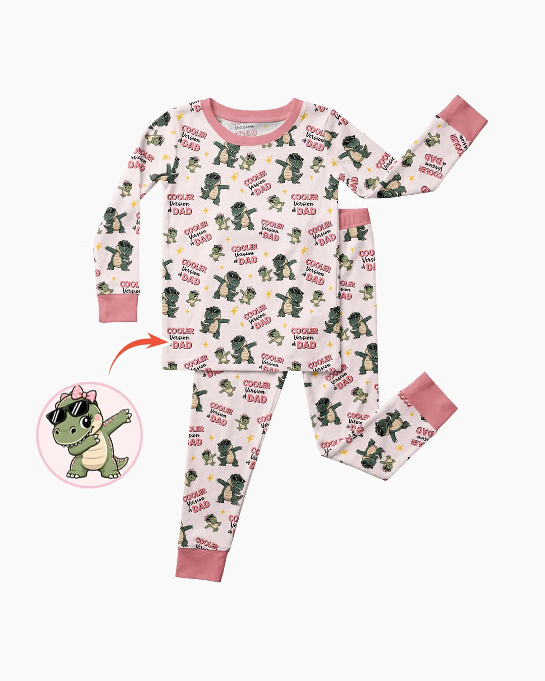 Cool Dino Daddy & Me Matching Bamboo Two Piece Long Sleeve Pajama Set