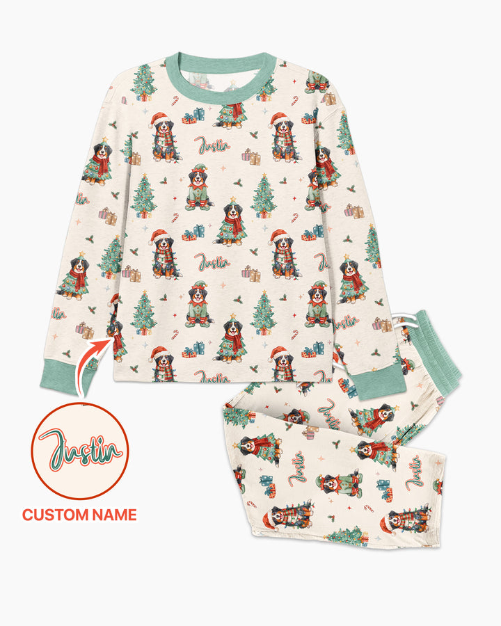 Christmas Bernese Mountain Dog Family Matching Bamboo Men's Pajama Set