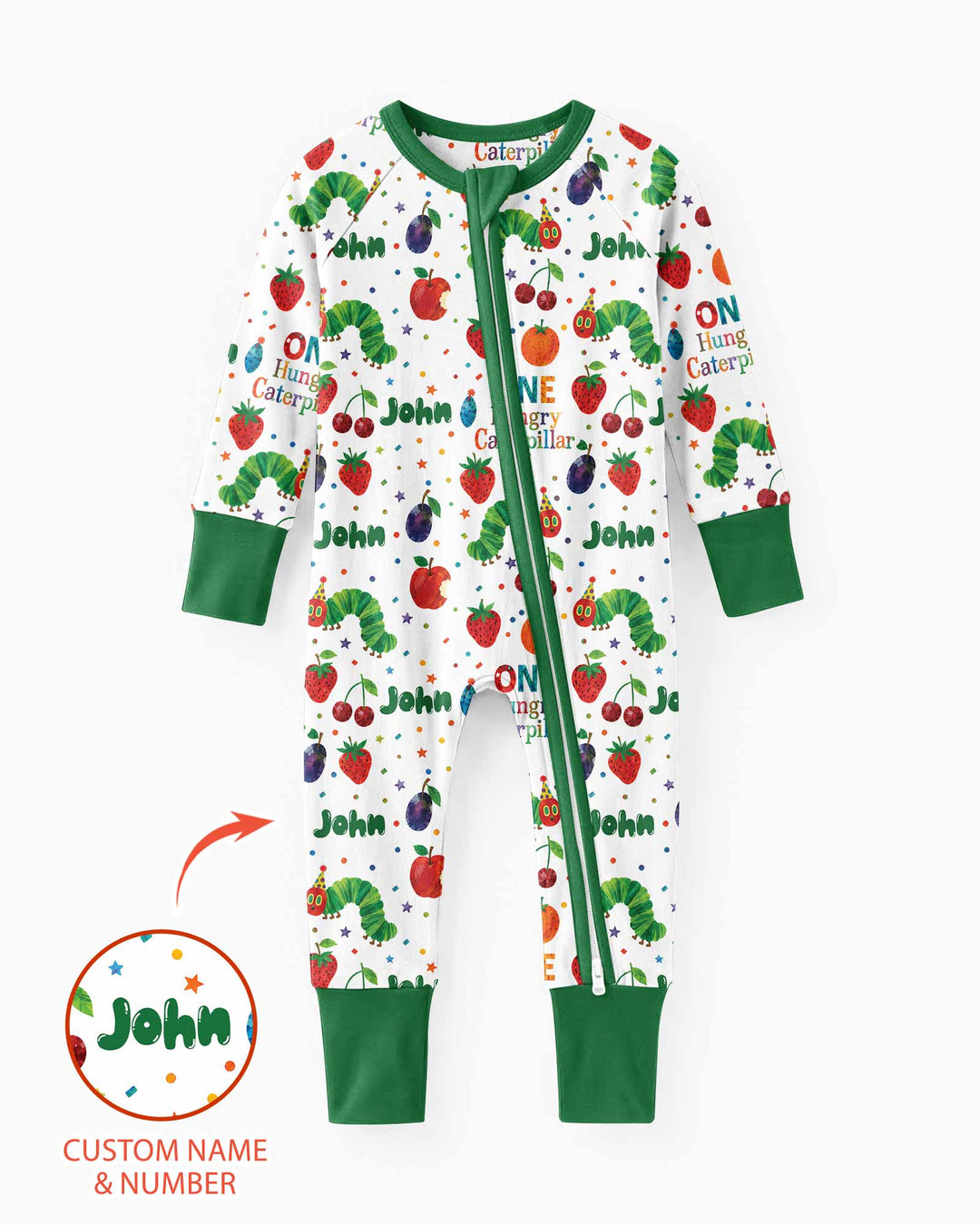 Custom Name And Age Hungry Caterpillar Bamboo Convertible Zippy