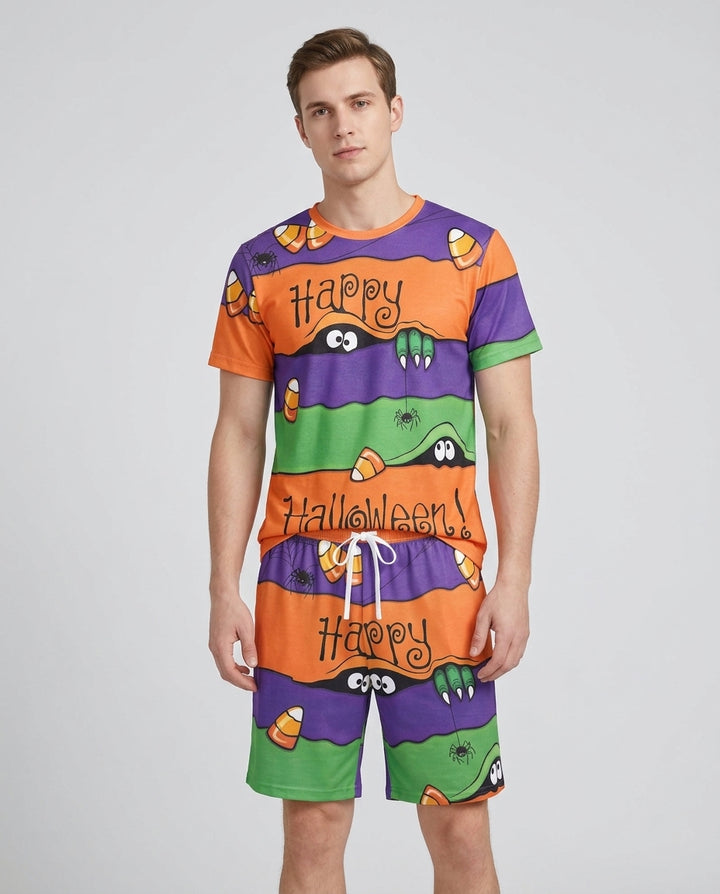 Happy Halloween Bamboo Men Short Sleeve Short Pajama Set