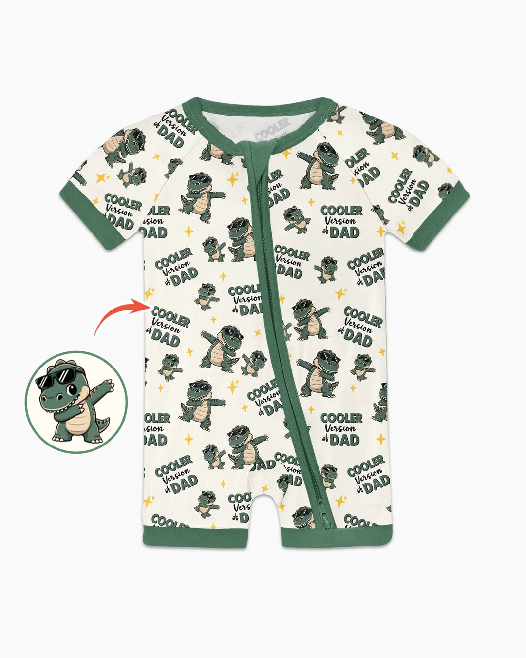 Cool Dino Daddy & Me Matching Bamboo Shorty Zippy