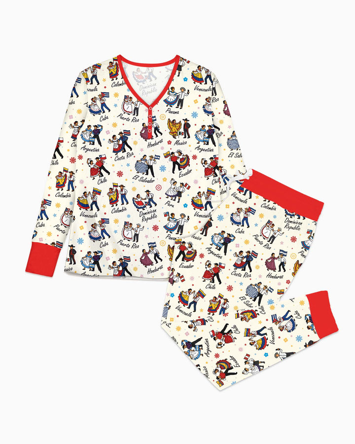 Hispanic Traditional Folkloric Dress Bamboo Women Pajama Set