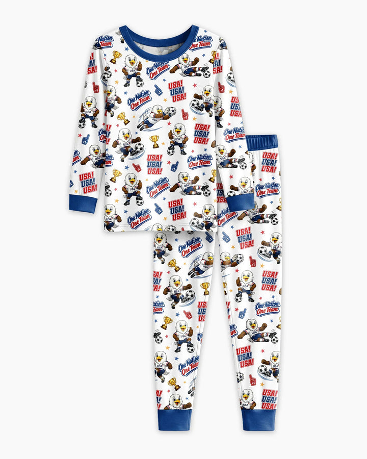 Soccer One Nation One Team Bamboo Two Piece Long Sleeve Pajama Set