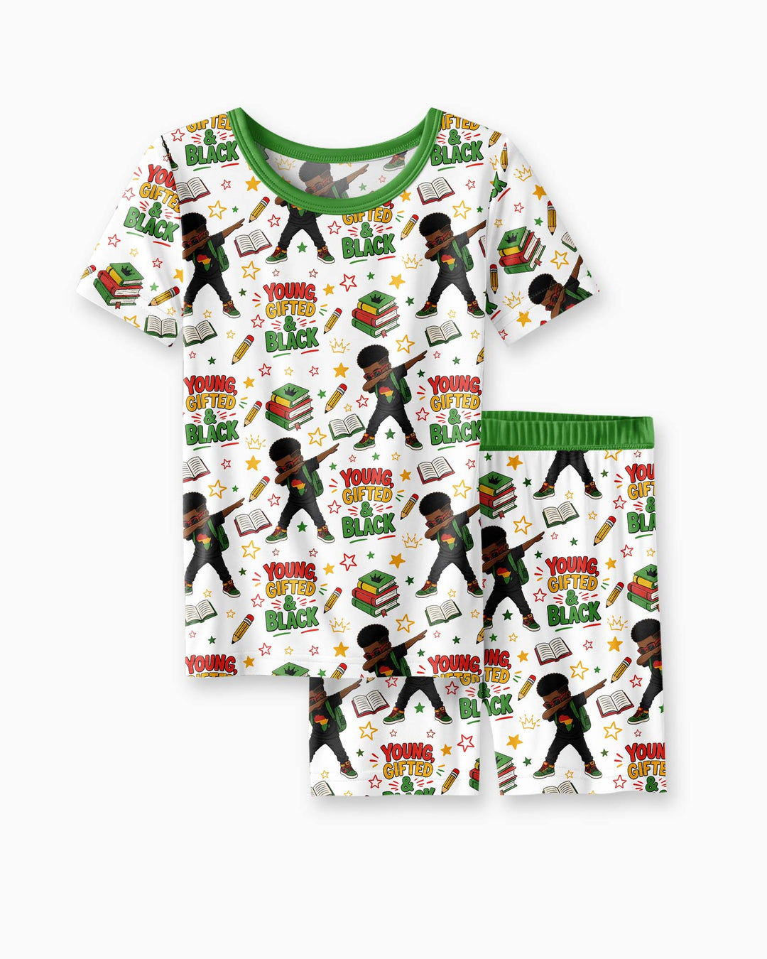 Black Boy Young Gifted & Black Bamboo Two Piece Short Sleeve Shorts Pajama Set