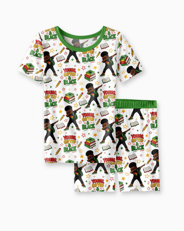 Black Boy Young Gifted & Black Bamboo Two Piece Short Sleeve Shorts Pajama Set