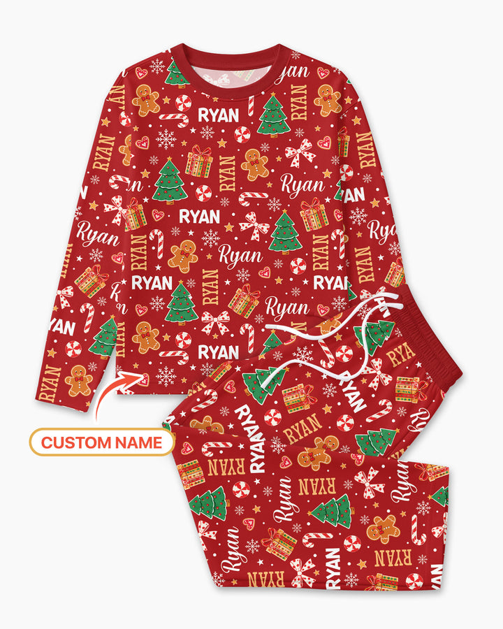Custom Name Christmas Crew Family Matching Bamboo Men's Pajama Set
