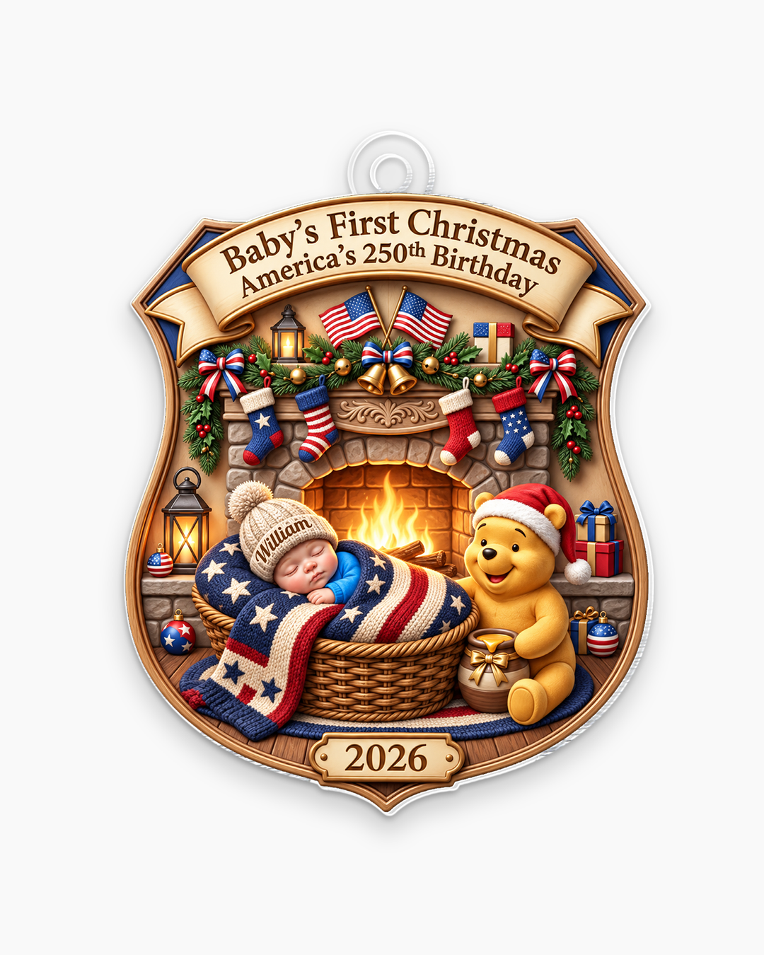 Little Patriot Christmas Personalized 1-Side Photo Acrylic Ornament