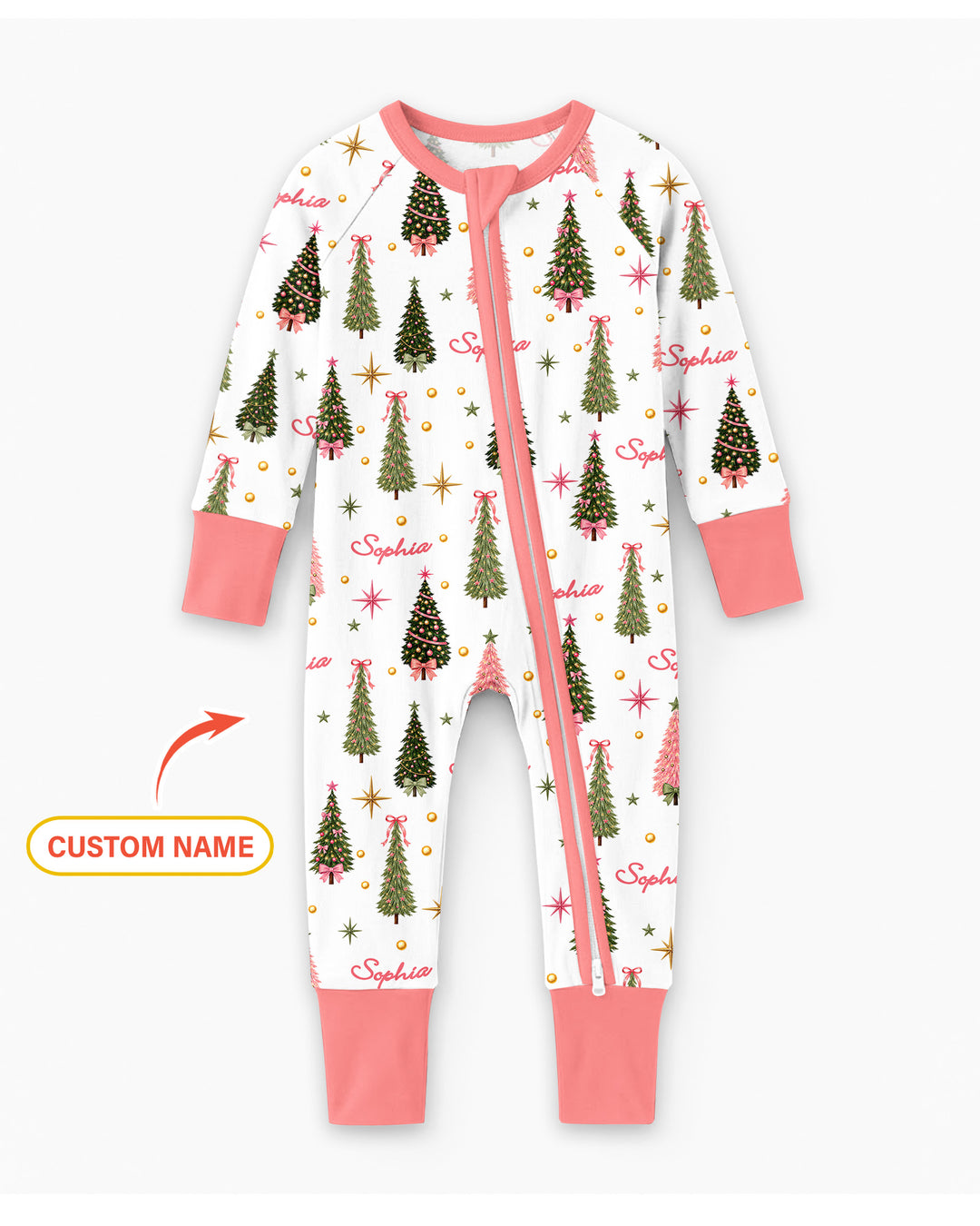 Custom Name Merry Christmas Tree Bamboo Convertible Zippy