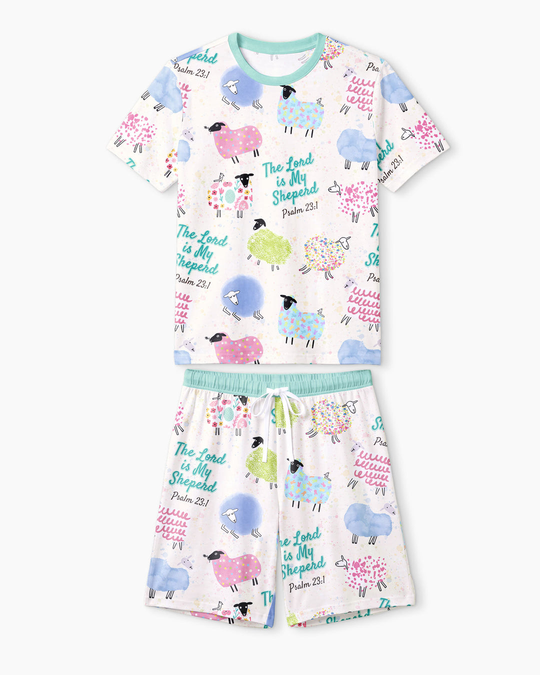 The Lord Is My Shepherd Psalm 23 Bamboo Men Short Sleeve Short Pajama Set