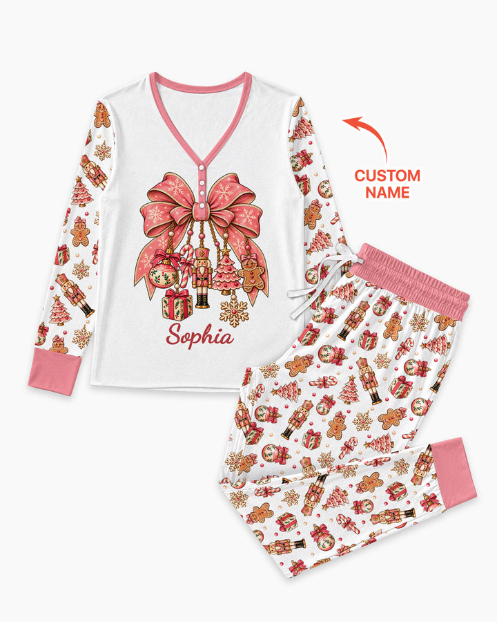 Custom Name Nutcracker The Bow Bamboo Women Pajama Set