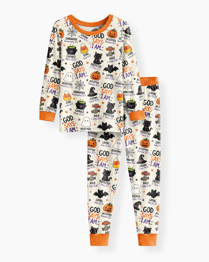 Halloween God Says I Am Bamboo Two Piece Long Sleeve Pajama Set