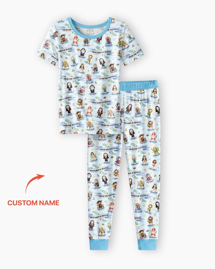 Holy Saints of Heaven Custom Name Bamboo Two Piece Short Sleeve Pajama Set