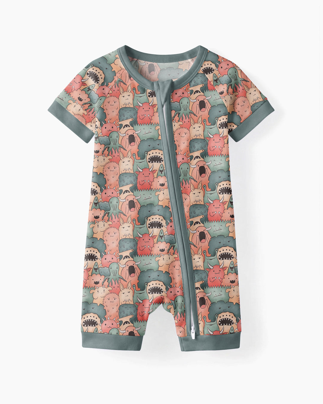 Cute Monster Crowd Bamboo Shorty Zippy