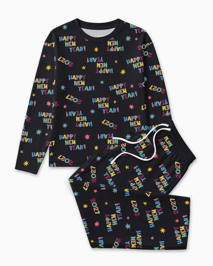 Retro Happy New Year 2027 Bamboo Men's Pajama Set