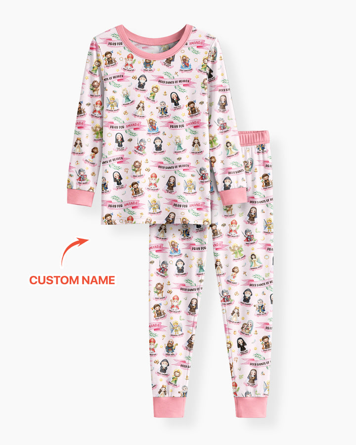 Holy Saints of Heaven Custom Name Bamboo Two Piece Long Sleeve Pajama Set