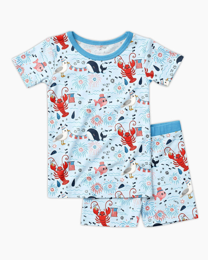 Celebrate 4th of July Family Matching Bamboo Two Piece Short Sleeve Shorts Pajama Set