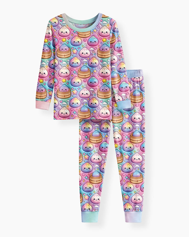 Glitter Dumpling Galaxy Bamboo Two Piece Long Sleeve Pajama Set