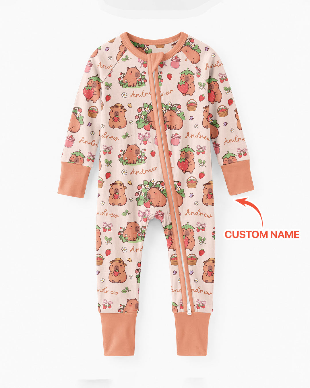 Custom Name Capybara Strawberry Bamboo Convertible Zippy