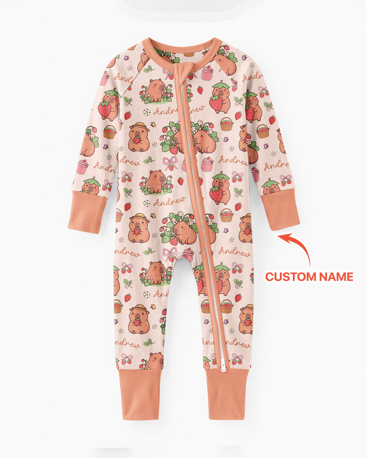 Custom Name Capybara Strawberry Bamboo Convertible Zippy