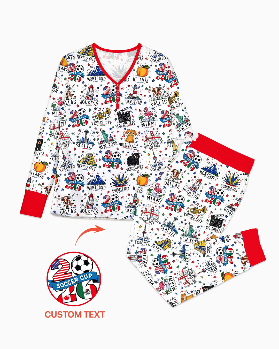 2026 Soccer Cup Host Citties Bamboo Women Pajama Set