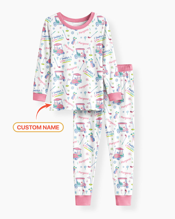 Daddy's Little Caddie Custom Name Bamboo Two Piece Long Sleeve Pajama Set