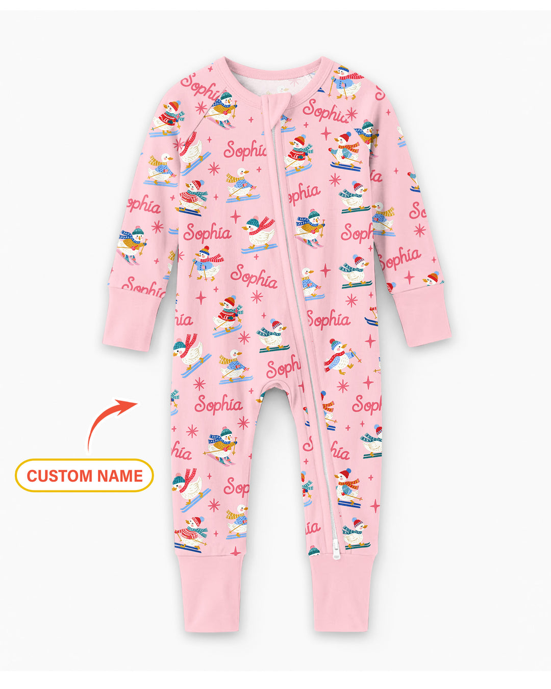 Custom Name Skiing Goose Bamboo Convertible Zippy