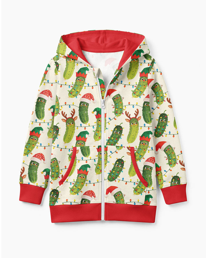 Cheerful Christmas Pickle Bamboo Zip Hoodie