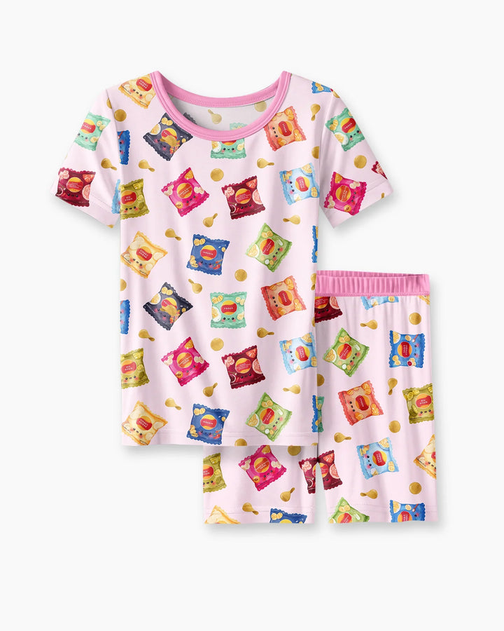 Potato Chips Bamboo Two Piece Short Sleeve Shorts Pajama Set