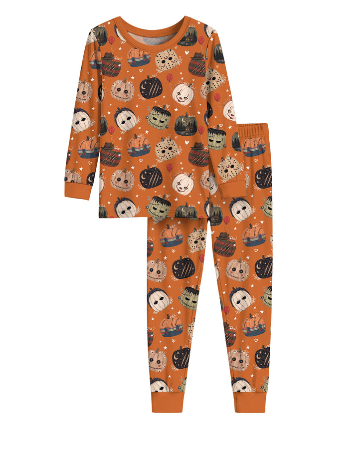 Spooky Slasher Pumpkins Bamboo Two Piece Long Sleeve Pajama Set
