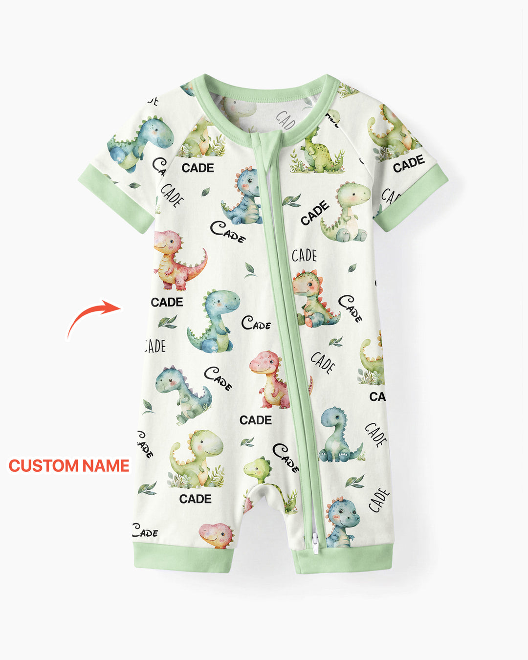 Dinosaur Custom Name Bamboo Shorty Zippy