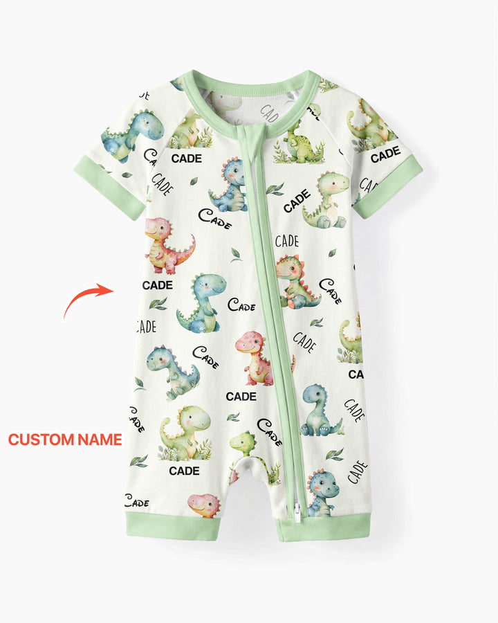 Dinosaur Custom Name Bamboo Shorty Zippy