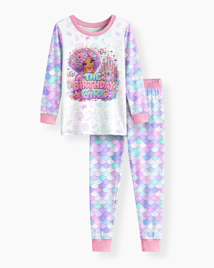 Black Mermaid The Birthday Girl  Bamboo Two Piece Long Sleeve Pajama Set