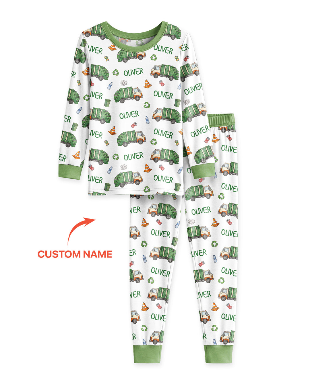 Custom Name Garbage Day Bamboo Two Piece Long Sleeve Pajama Set