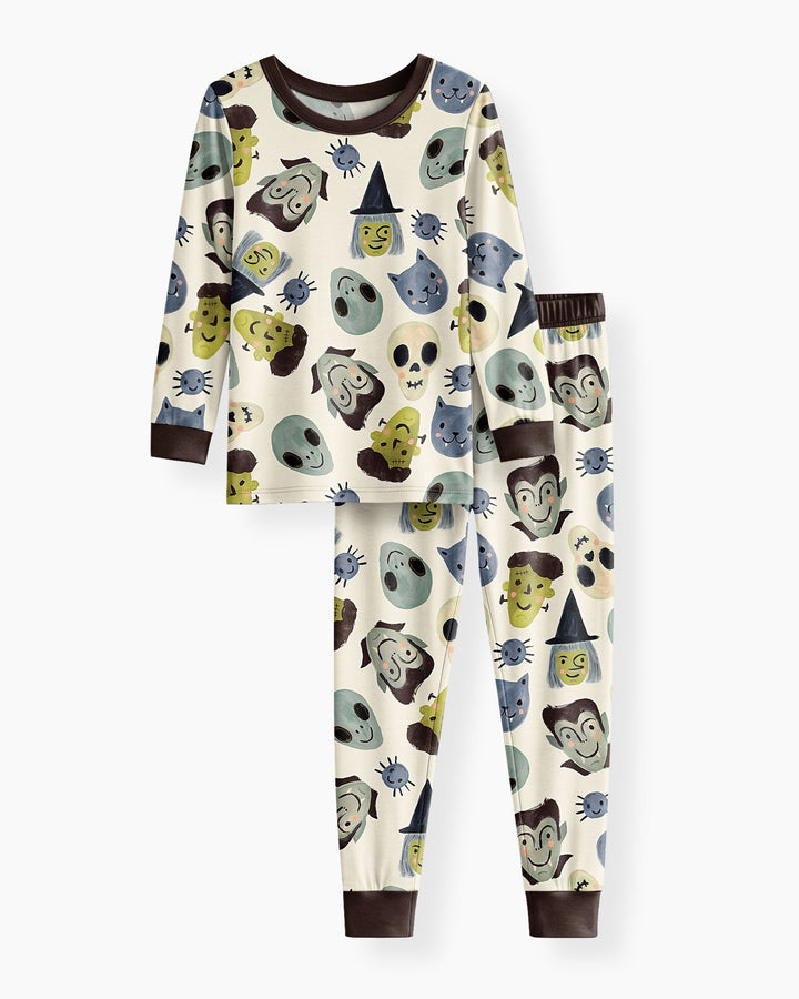 Halloween Face Bamboo Two Piece Long Sleeve Pyjamas Set