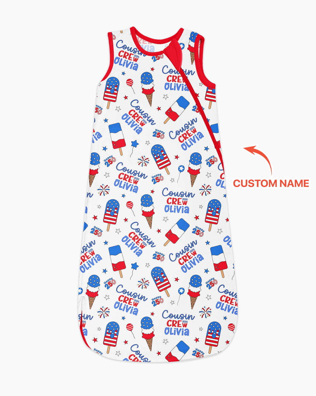 Custom Name 4th of July Cousin Crew Bamboo Sleep Bag
