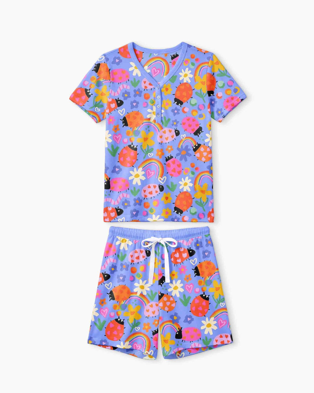 Lady Bugs Bamboo Women Short Sleeve Short Pajama Set